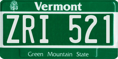 VT license plate ZRI521
