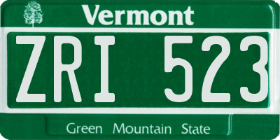 VT license plate ZRI523