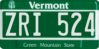 VT license plate ZRI524