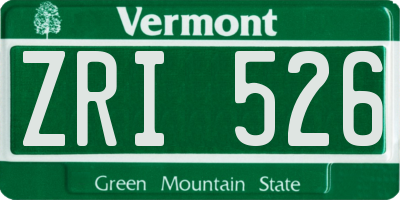 VT license plate ZRI526