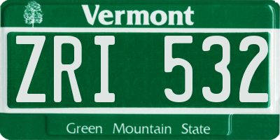 VT license plate ZRI532