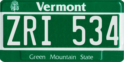 VT license plate ZRI534