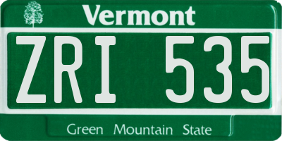 VT license plate ZRI535