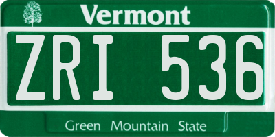 VT license plate ZRI536