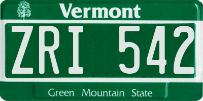 VT license plate ZRI542