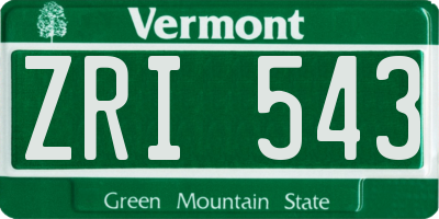 VT license plate ZRI543