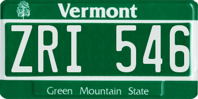 VT license plate ZRI546