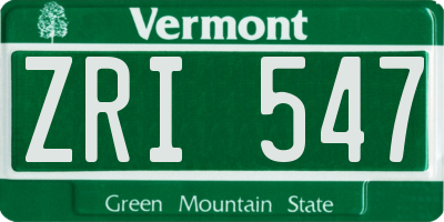 VT license plate ZRI547