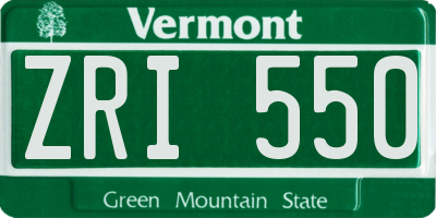 VT license plate ZRI550