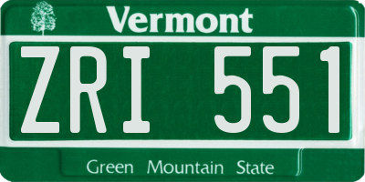VT license plate ZRI551