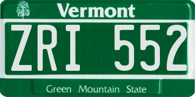 VT license plate ZRI552