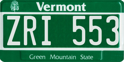 VT license plate ZRI553