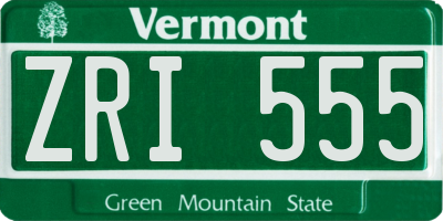 VT license plate ZRI555