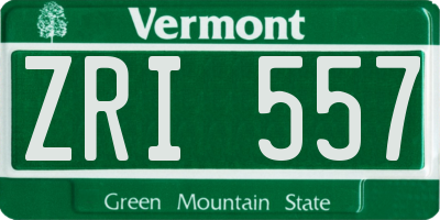 VT license plate ZRI557