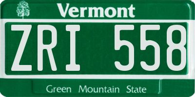 VT license plate ZRI558