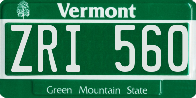 VT license plate ZRI560