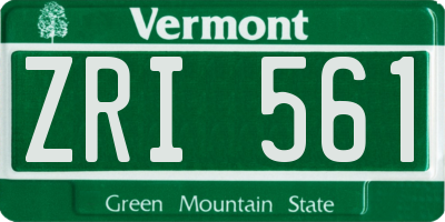 VT license plate ZRI561