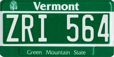 VT license plate ZRI564