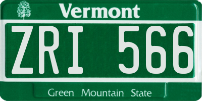 VT license plate ZRI566