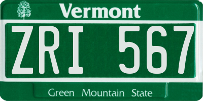 VT license plate ZRI567