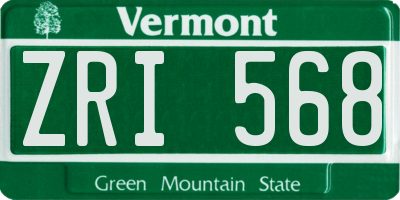 VT license plate ZRI568