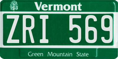 VT license plate ZRI569