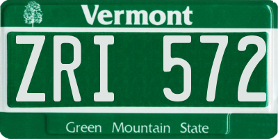 VT license plate ZRI572