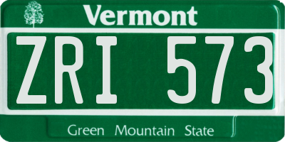 VT license plate ZRI573