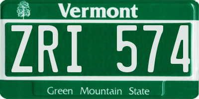 VT license plate ZRI574