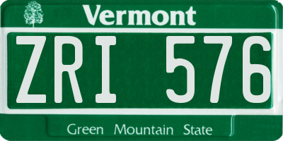 VT license plate ZRI576