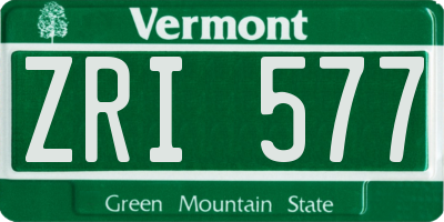 VT license plate ZRI577