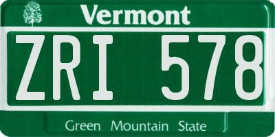 VT license plate ZRI578
