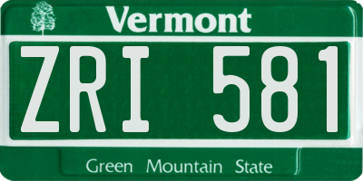 VT license plate ZRI581
