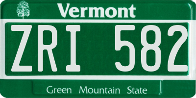 VT license plate ZRI582