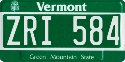 VT license plate ZRI584