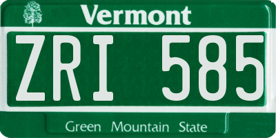 VT license plate ZRI585