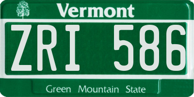 VT license plate ZRI586