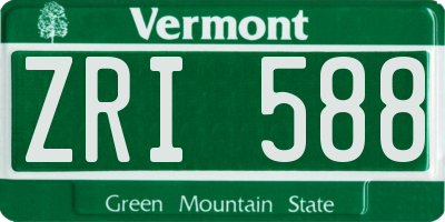 VT license plate ZRI588