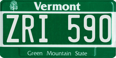 VT license plate ZRI590