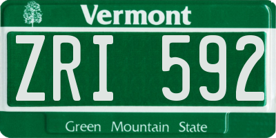 VT license plate ZRI592