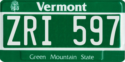 VT license plate ZRI597