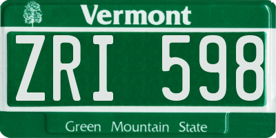 VT license plate ZRI598