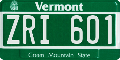 VT license plate ZRI601