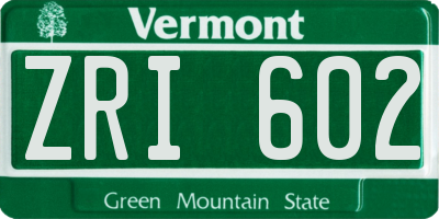 VT license plate ZRI602