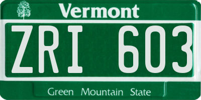 VT license plate ZRI603