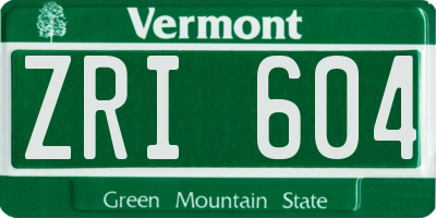 VT license plate ZRI604