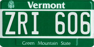 VT license plate ZRI606