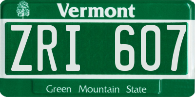 VT license plate ZRI607