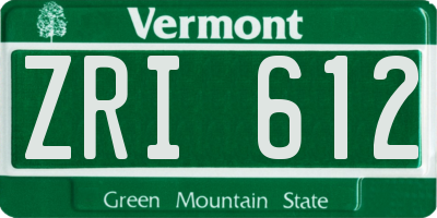 VT license plate ZRI612