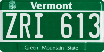 VT license plate ZRI613